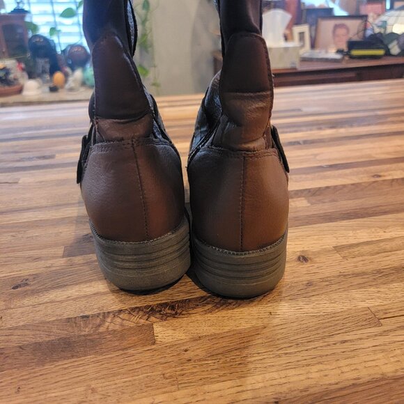 Earth Origins by Earth Portia Wide Shaft Dark Brown Distressed Leather High Boot - Picture 12 of 15